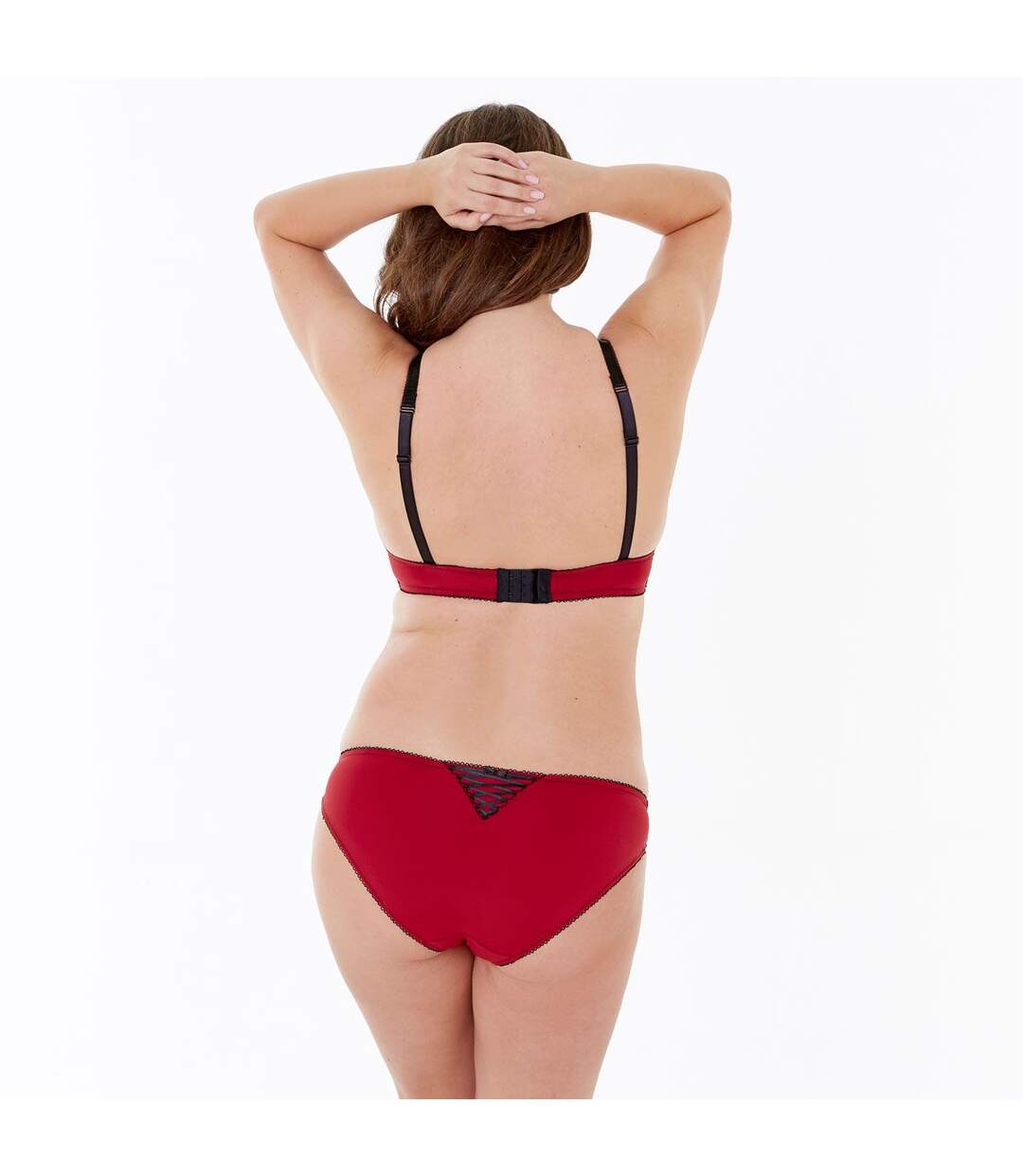 Soutien-gorge ampliforme coque moulée C, D et E rouge/noir Tania-4