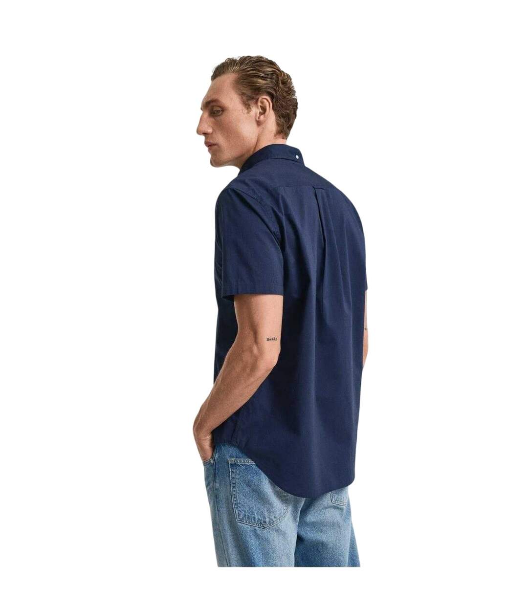 Mens Poplin Classic Short-sleeved Shirt Marine Gant-3