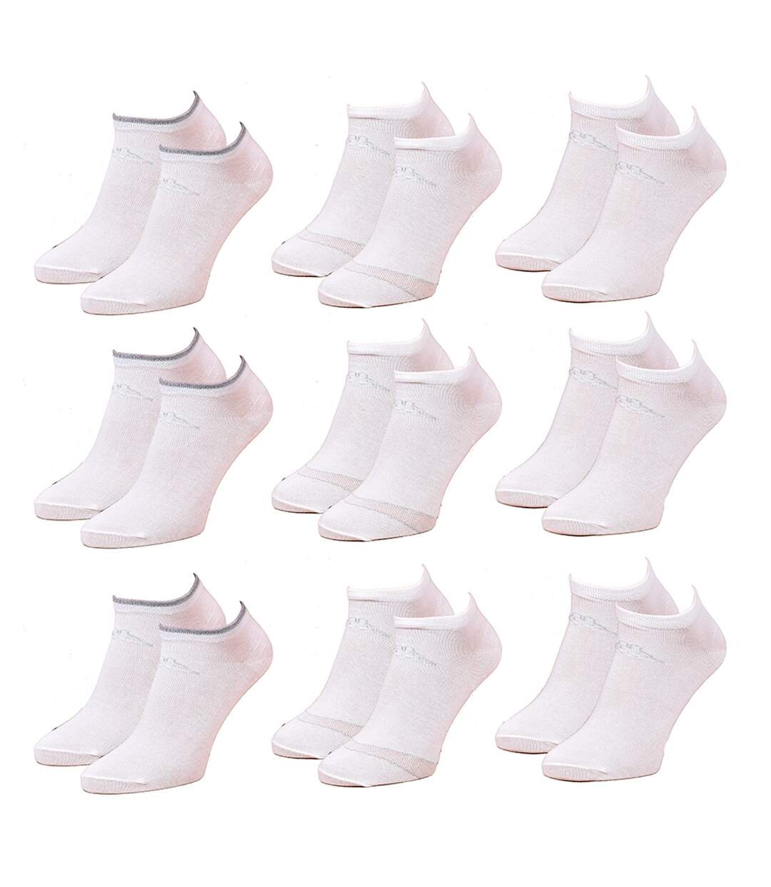 Chaussettes Femme KAPPA Socquettes Tiges courtes Pack de 9 Paires Blanches Lurex-1