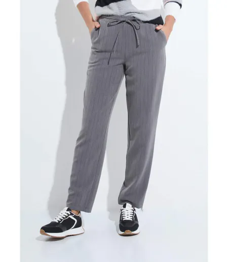 Pantalon droit lien à la taille 3/4 élastiquée