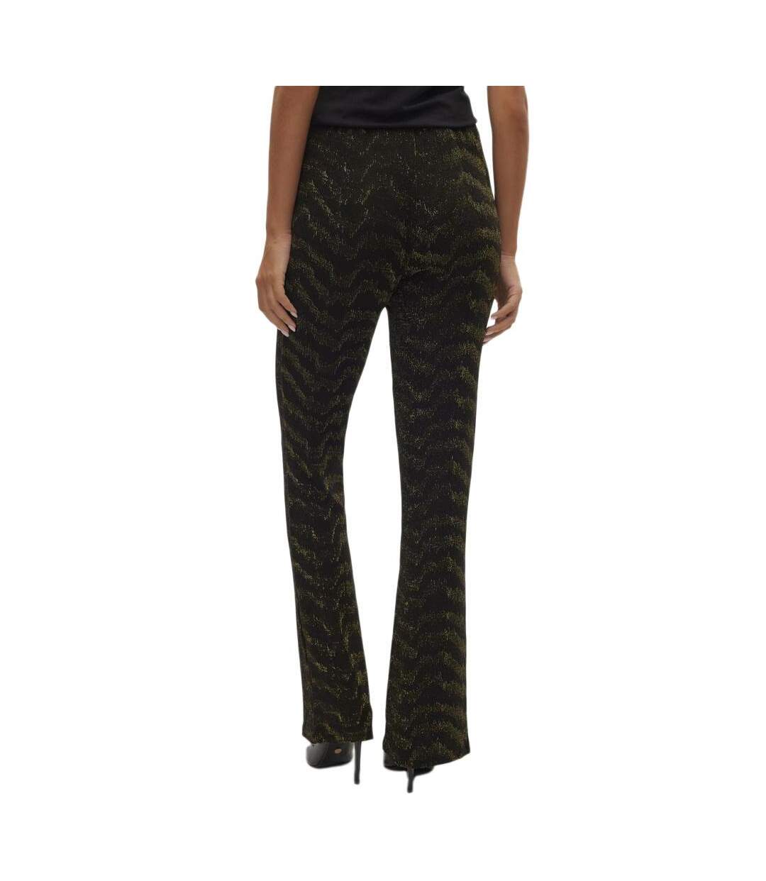 Pantalon noir/doré femme vero moda lucy hw glitter-2