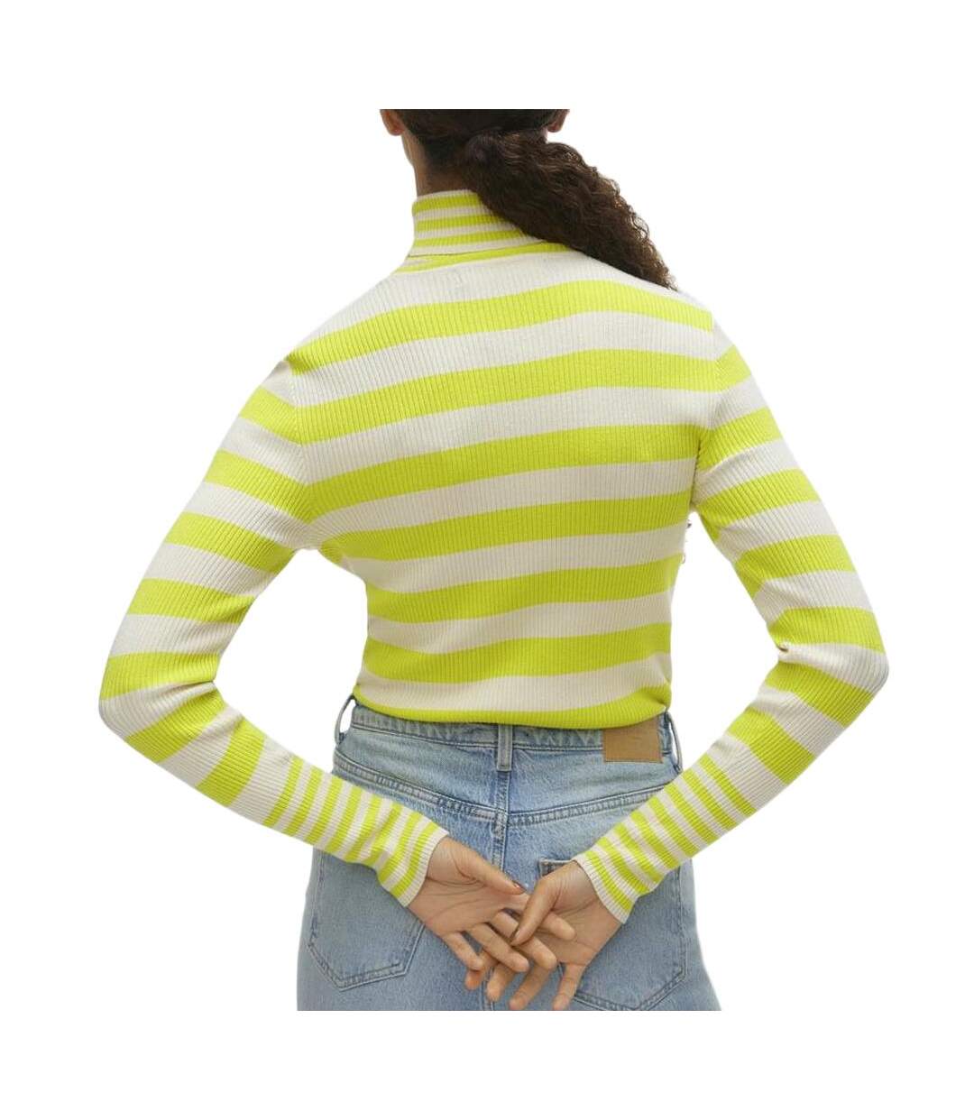 Pull vert/ecru  femme vero moda maxine-2