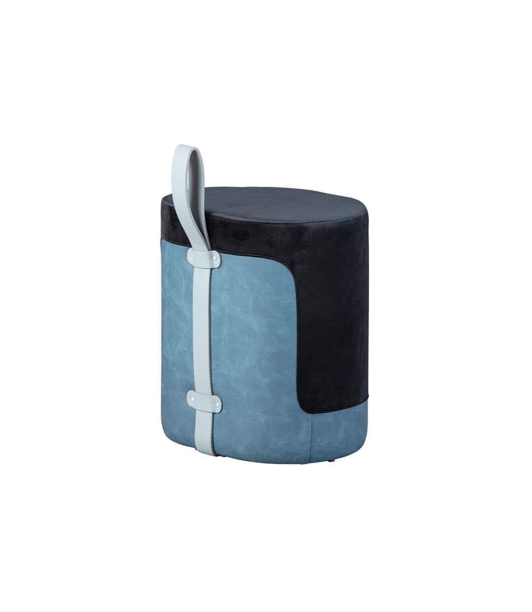 Pouf Design en Velours à Poignée Laly 43cm Noir-2