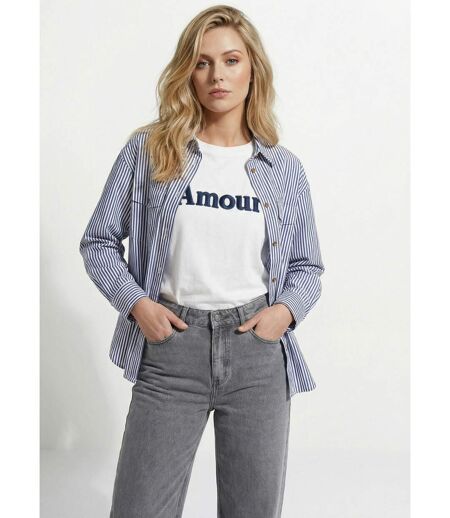 Chemise boutonnée en denim rayé