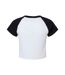 Womens/ladies micro-rib raglan crop top white/black Bella + Canvas