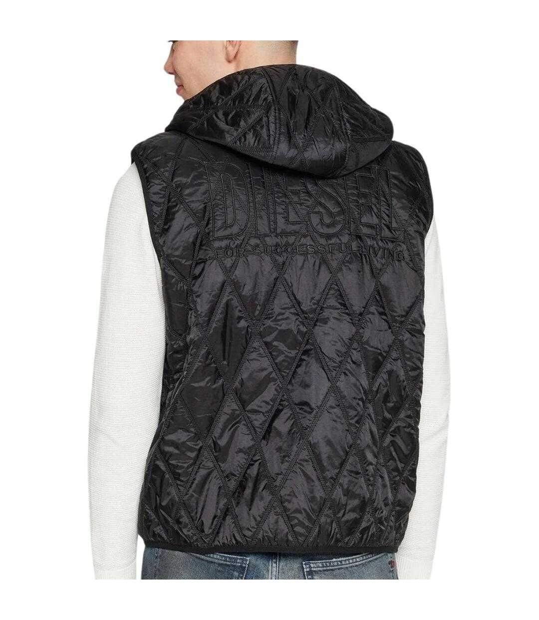 Doudoune Sans Manches Motif Logo Homme Noir Diesel-3