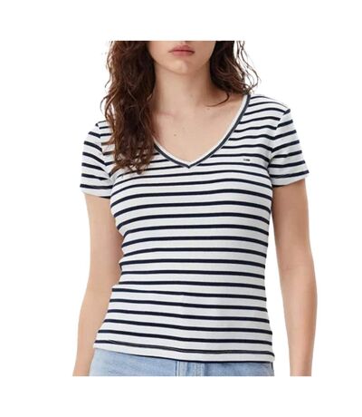 T-shirt noir/blanc femme tommy hilfiger essential - l