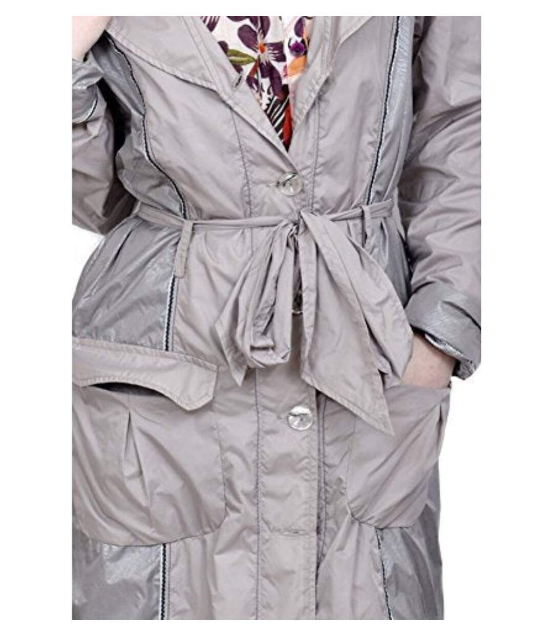 Manteau femme manchs longues nylon couleur gris-2