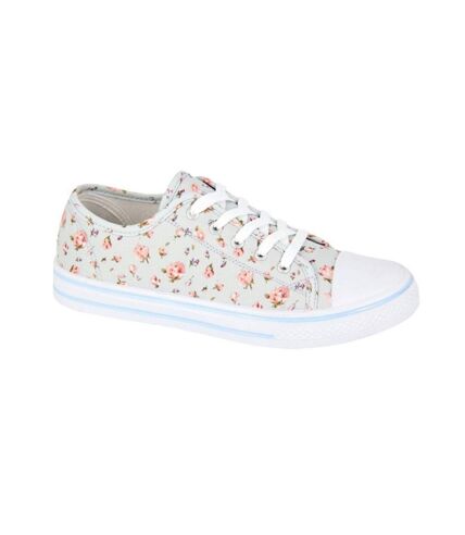 Womens/ladies floral canvas pumps light grey Rdek