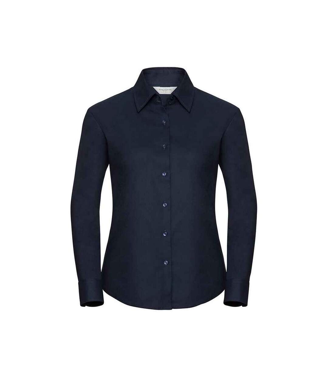 Womens/ladies Oxford Easy-care Long-sleeved Shirt Bright Navy Russell-1