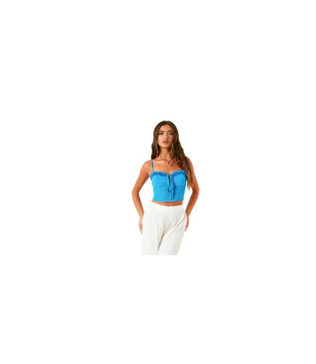 Haut Style Corset Motif/style Lanières Femme Bleu Missy Empire
