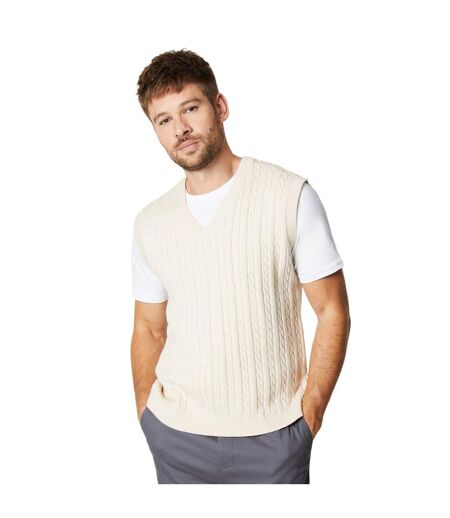 Mens cable knit vest jumper ecru Burton