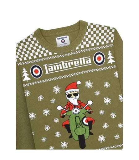 Pull Noël Style Trottinette Aw25 Homme Kaki Lambretta