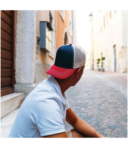 Casquette trucker rapper bleu marine / bordeaux / beige Atlantis