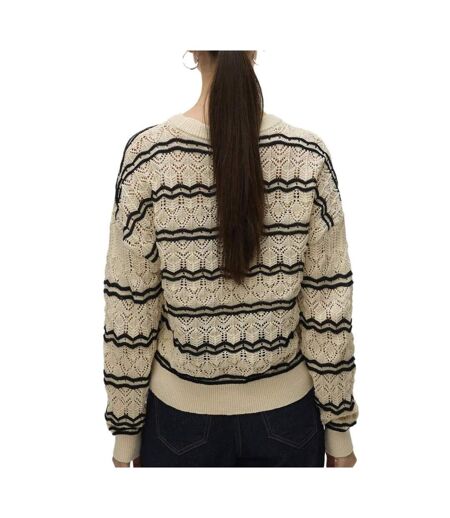 Pull beige/noir femme vero moda bella - l