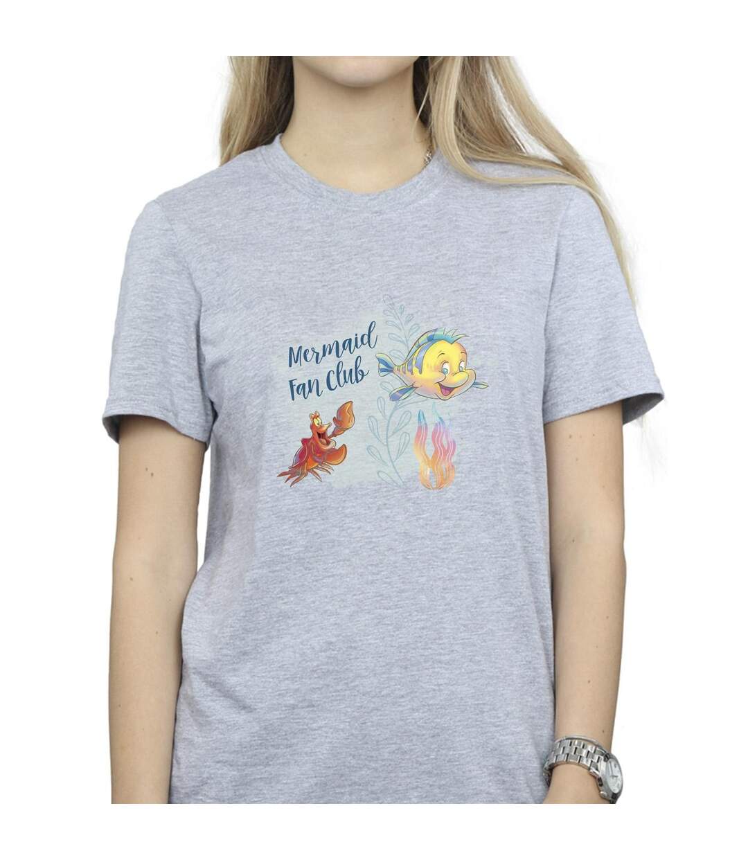 Disney T-shirt boyfriend en coton de The Little Mermaid Club Femme/Ladies (Gris sportif) - UTBI31004-3