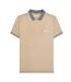 Polo Motif/style Rayure Contrastée Sur Bord Homme Beige Gris Gris Lambretta-2