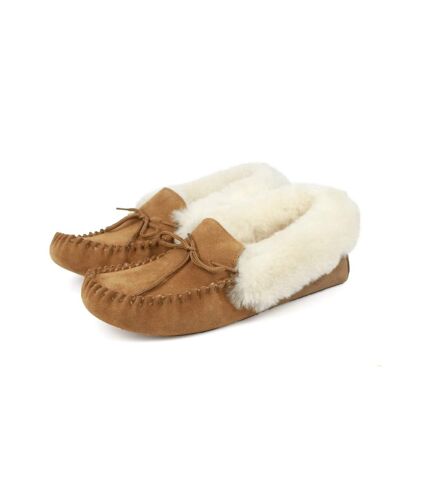 Womens/ladies sophie sheepskin moccasin slippers chestnut Eastern Counties Leather