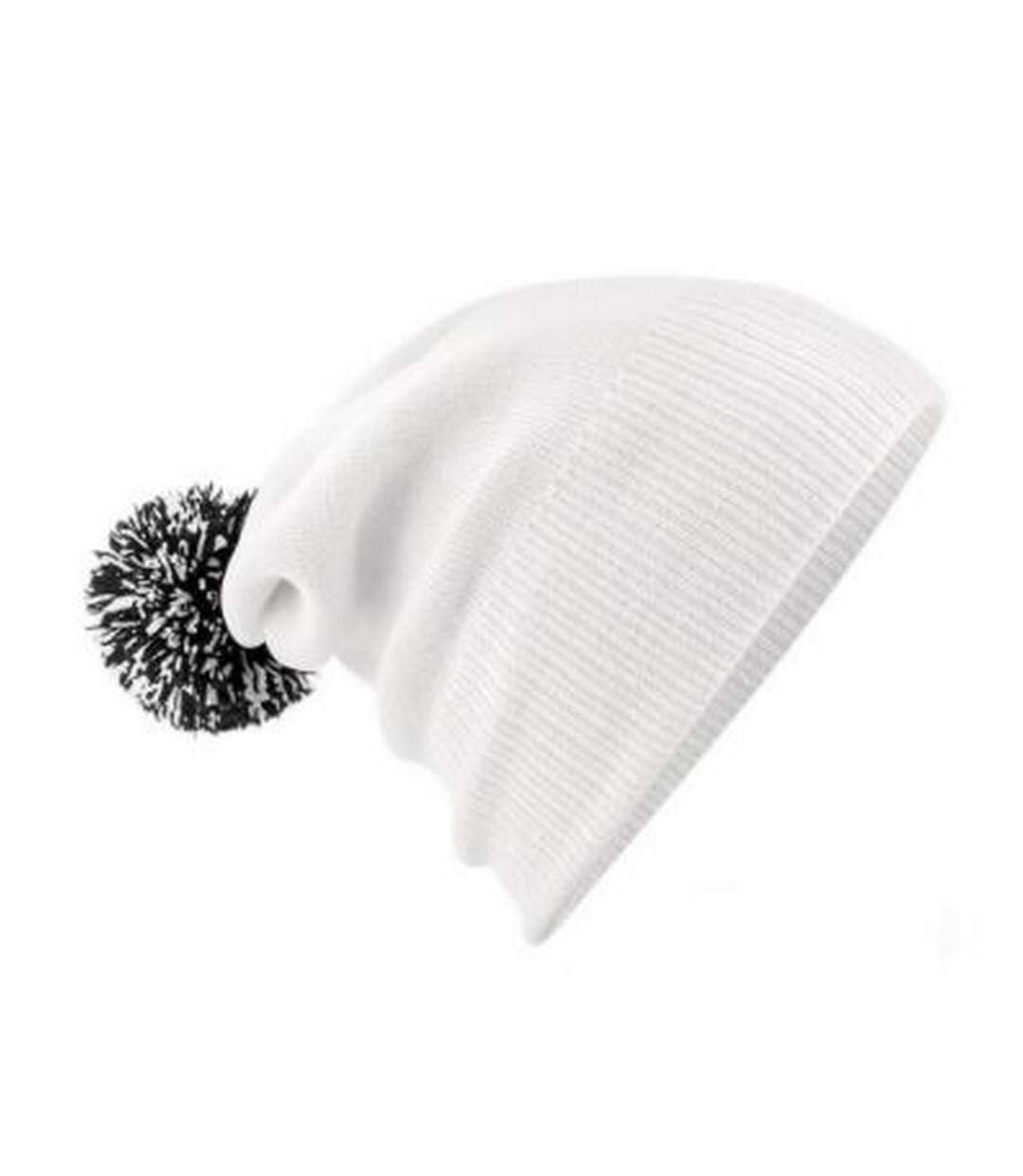 Adultes Bonnet Unisexe Snowstar Blanc Noir Beechfield-2