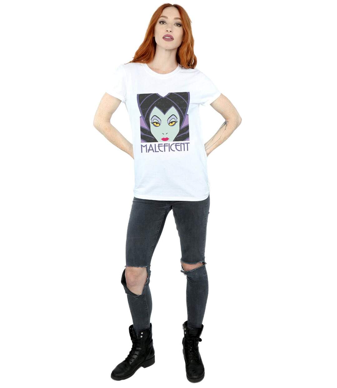 Disney - T-shirt MALEFICENT CROPPED HEAD - Femme (Blanc) - UTBI16688-4