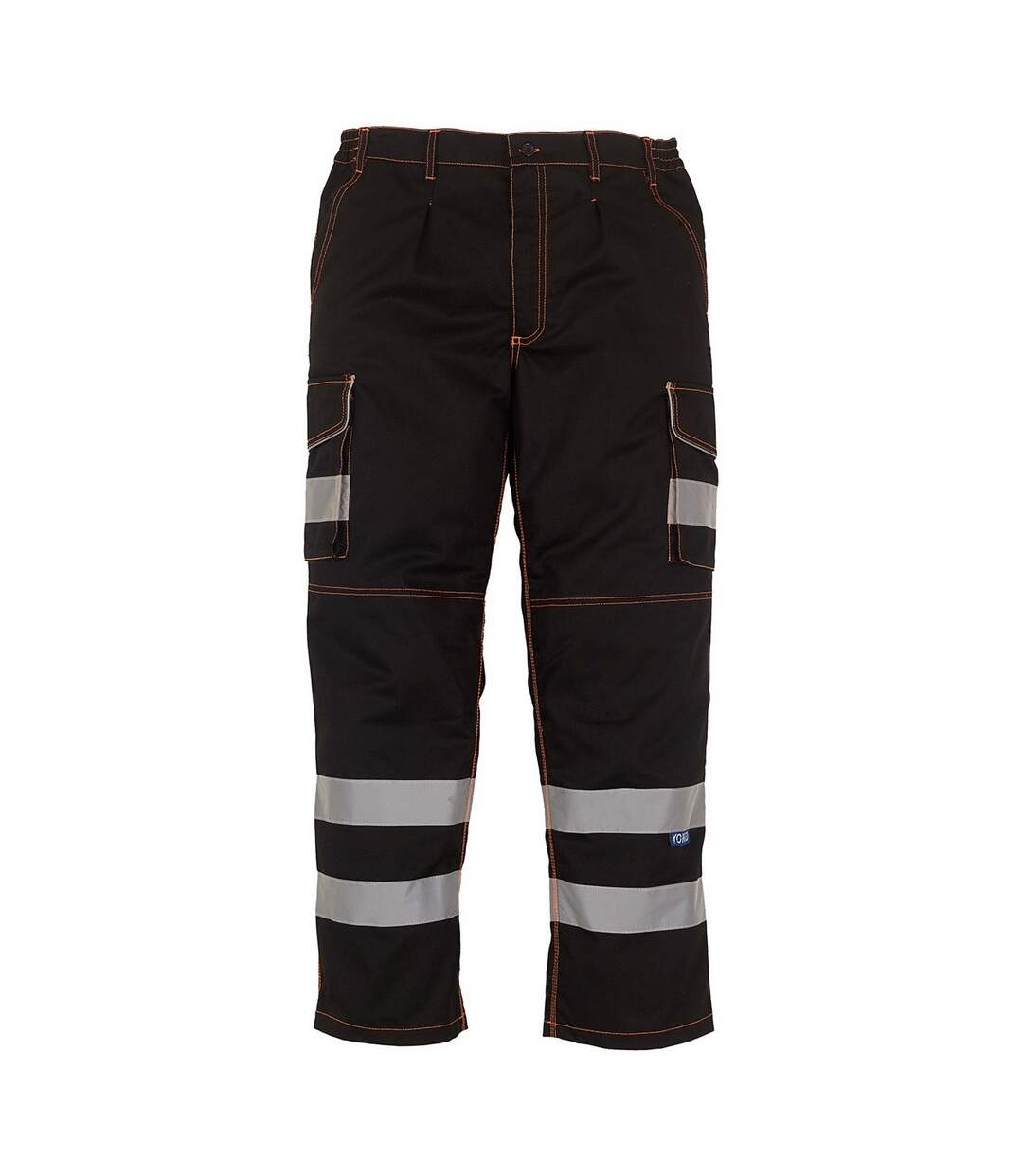 Pantalon À Poches Motif/style Haute-visibilité Homme Noir Yoko-1