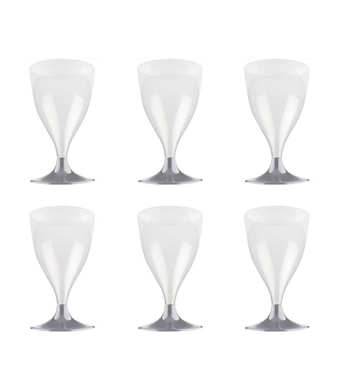 Lot de 6 Verres à Vin Réutilisable Plastique 18cl Gris-1