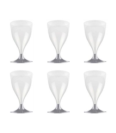 Lot de 6 Verres à Vin Réutilisable Plastique 18cl Gris