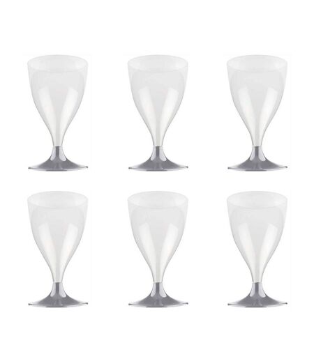 Lot de 6 Verres à Vin Réutilisable Plastique 18cl Gris