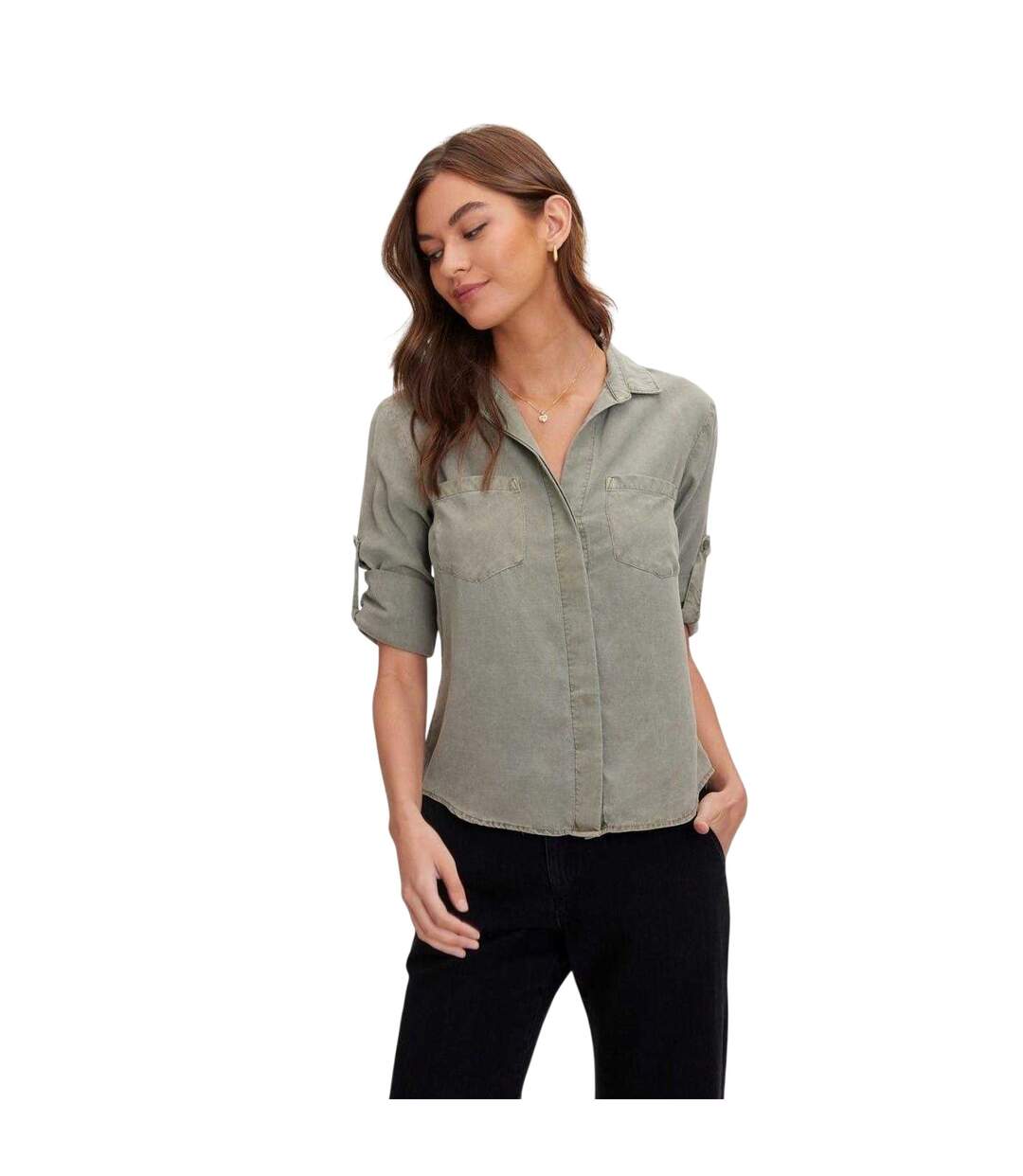 Chemise Manches ¾ Femme Vert Militaire Bella Dahl-1