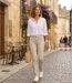 MAYFLOWER VICTORIA1 - Pantalon Femme Beige Stretch : élégance naturelle et confort absolu-5
