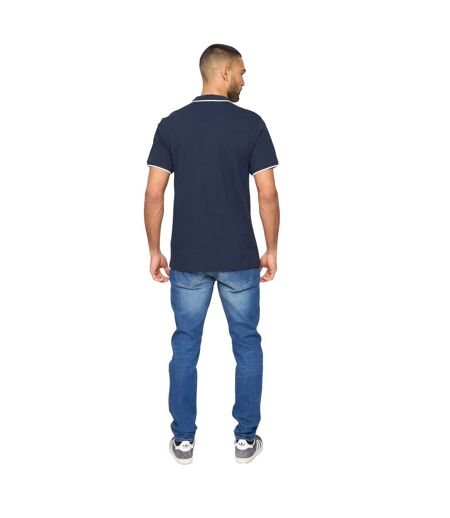 Mens Oakden Front Zip Polo Shirt Navy Bewley & Ritch
