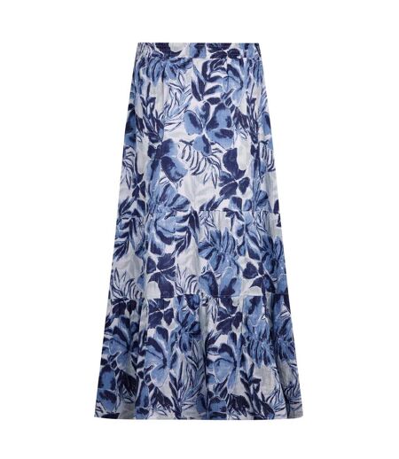 Womens/ladies harini printed double layered midi skirt estate blue Weird Fish