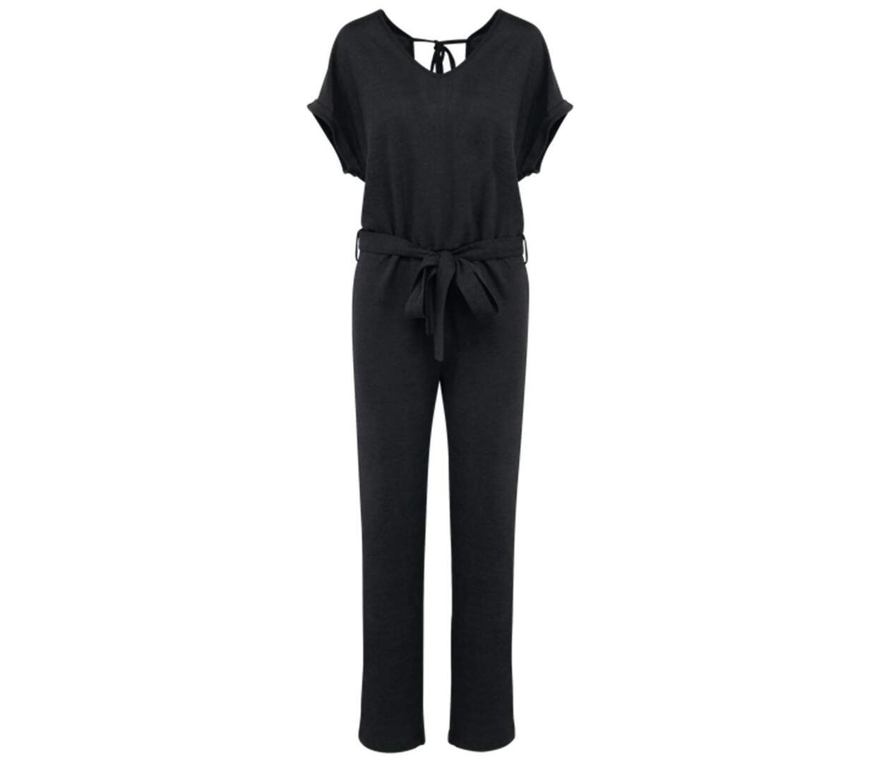 Combinaison en lin en maille - Femme - PATS5004 - noir-1