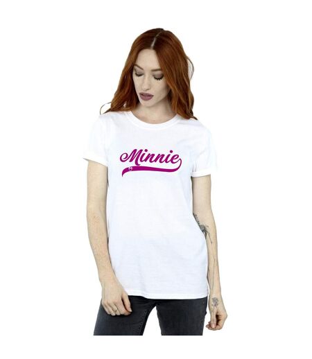 Disney T-shirt boyfriend en coton avec logo Minnie Mouse Femme/Ladies (Blanc) - UTBI38284