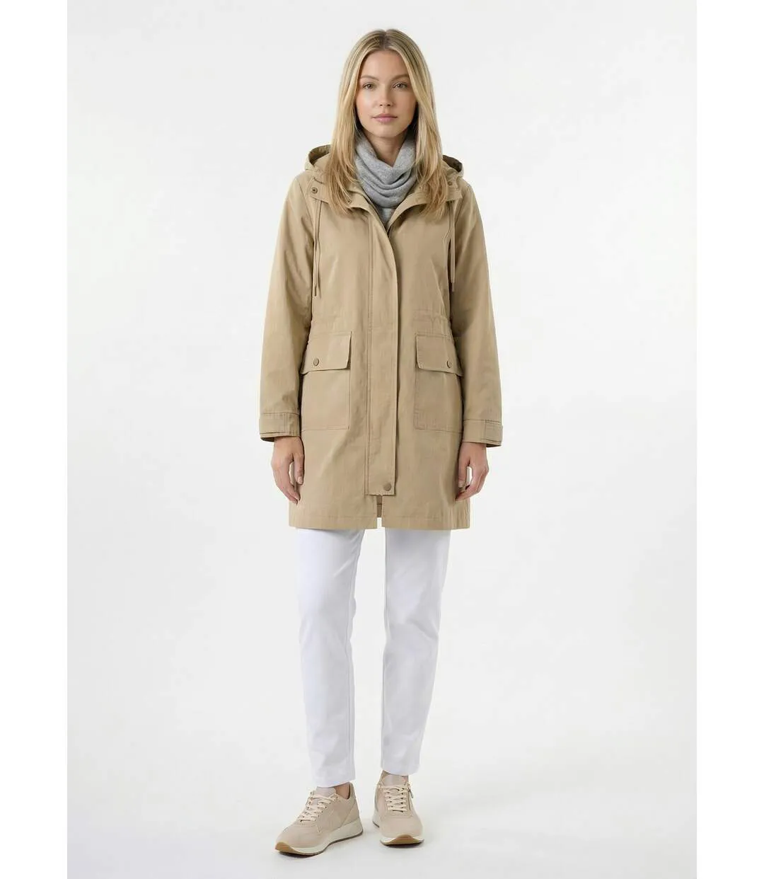 Parka zippée pressionnée à capuche déperlante-3