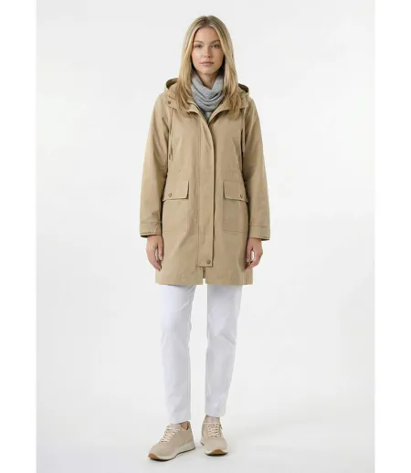 Parka zippée pressionnée à capuche déperlante