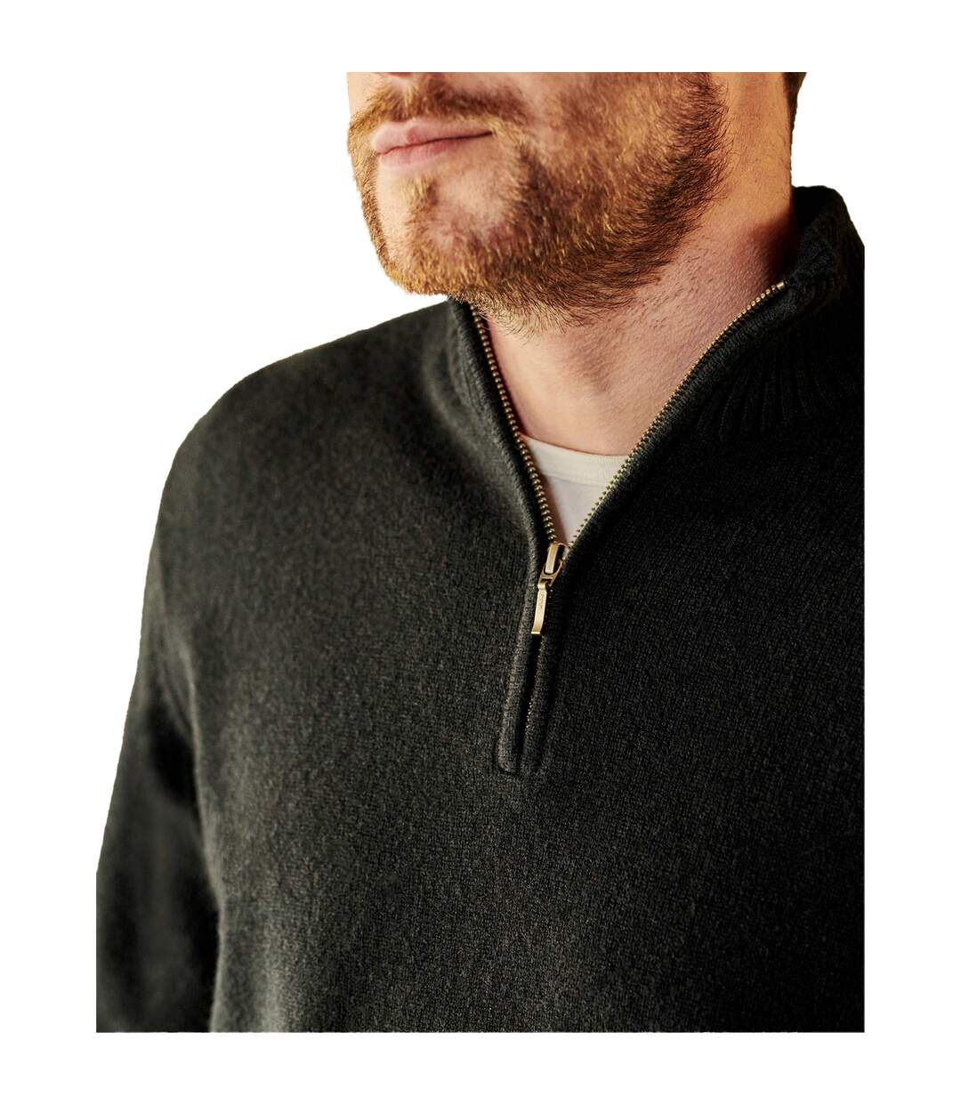 Pull À Col Zippé En Laine D'agneau Pour Hommes Noir WoolOvers-3