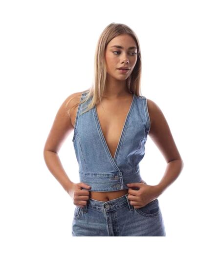Haut Court Sans Manches Raine Femme Bleu Denim Levis