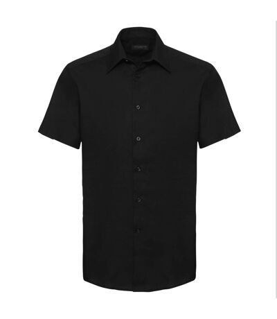Russell Collection Mens Short Sleeve Easy Care Tailored Oxford Shirt (Black)