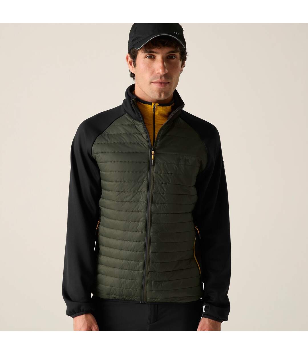 Veste Hybride À Col Montant Clumber Homme Kaki Foncé Noir Regatta-1