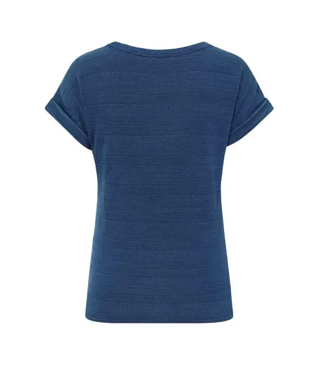 Womens/ladies Textured T-shirt Indigo Lazy Jacks