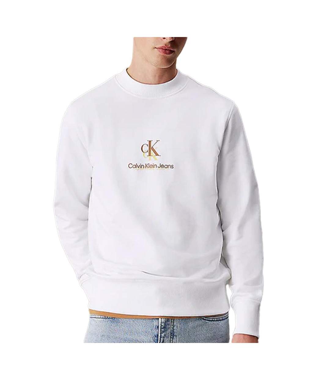 Sweat blanc homme calvin klein jeans shadow - l-1
