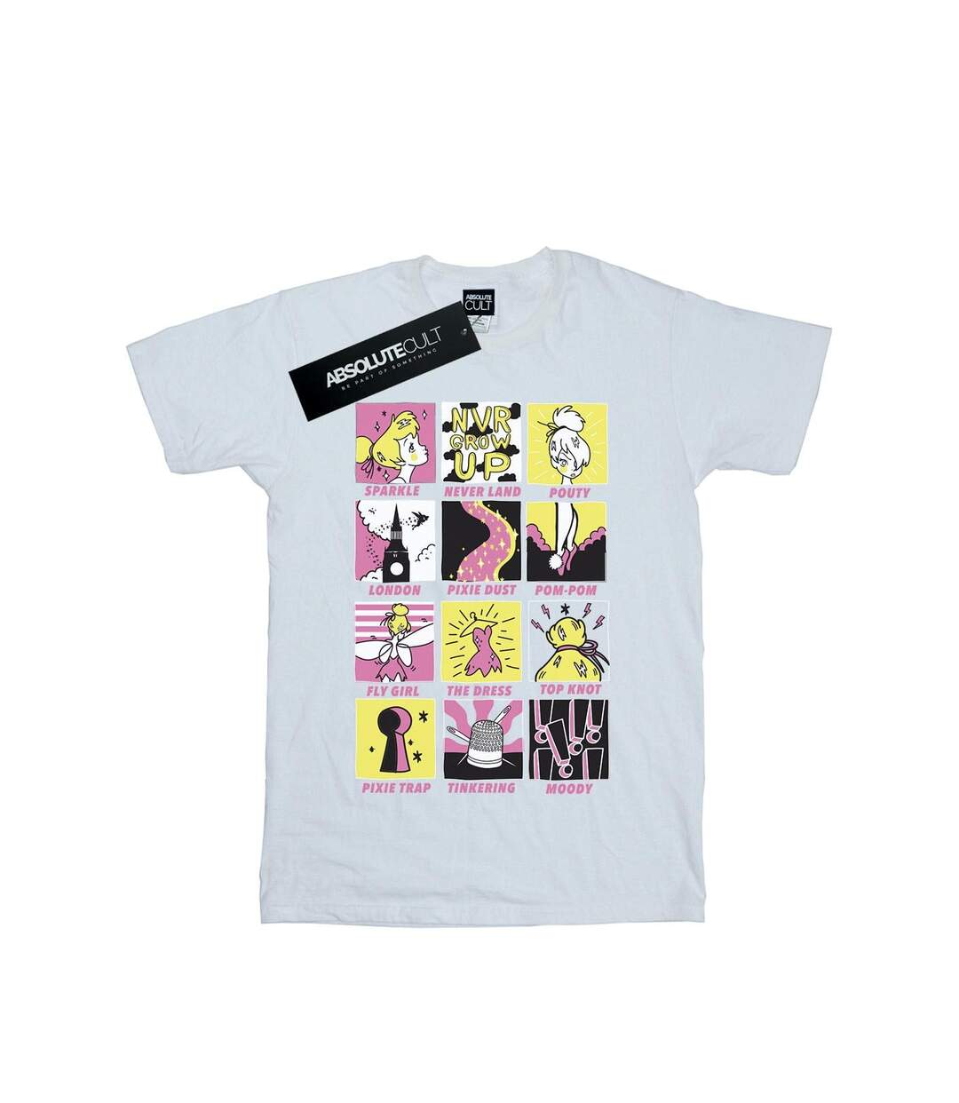Disney Femme/Ladies - T-shirt boyfriend en coton avec carrés de la Fée Clochette (Blanc) - UTBI46466-1