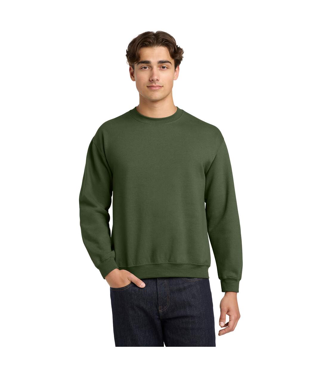 Sweat Adulte Vert Kaki Gildan-1