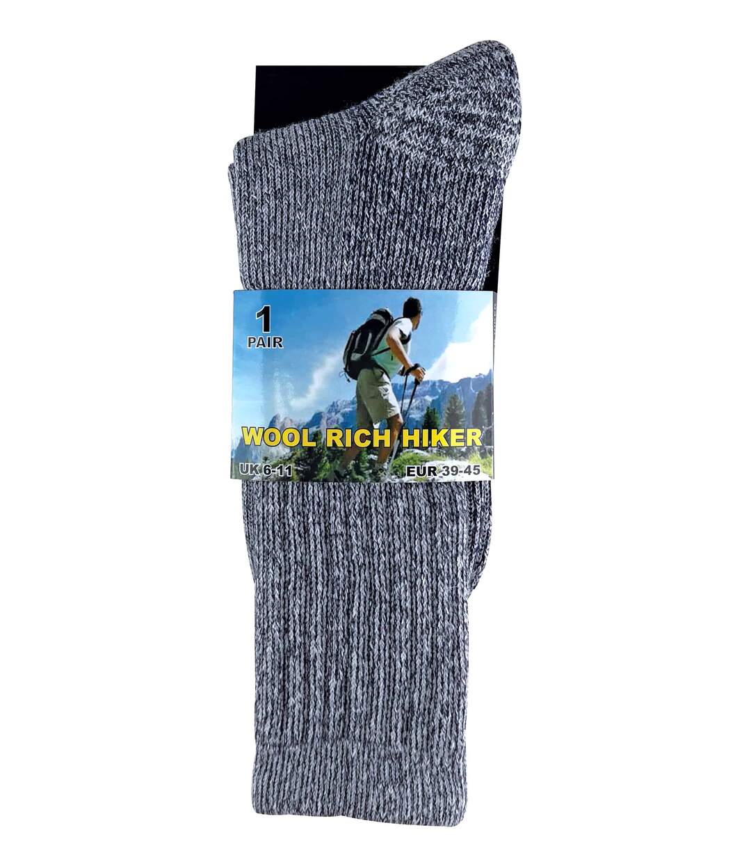 2 Paires Chaussettes Homme Randonnée Laine Epaisse