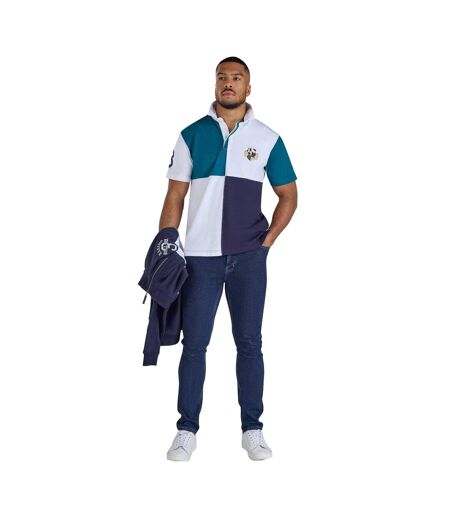 Polo Rugby Motif/style Harlequin Homme Bleu Sarcelle Raging Bull