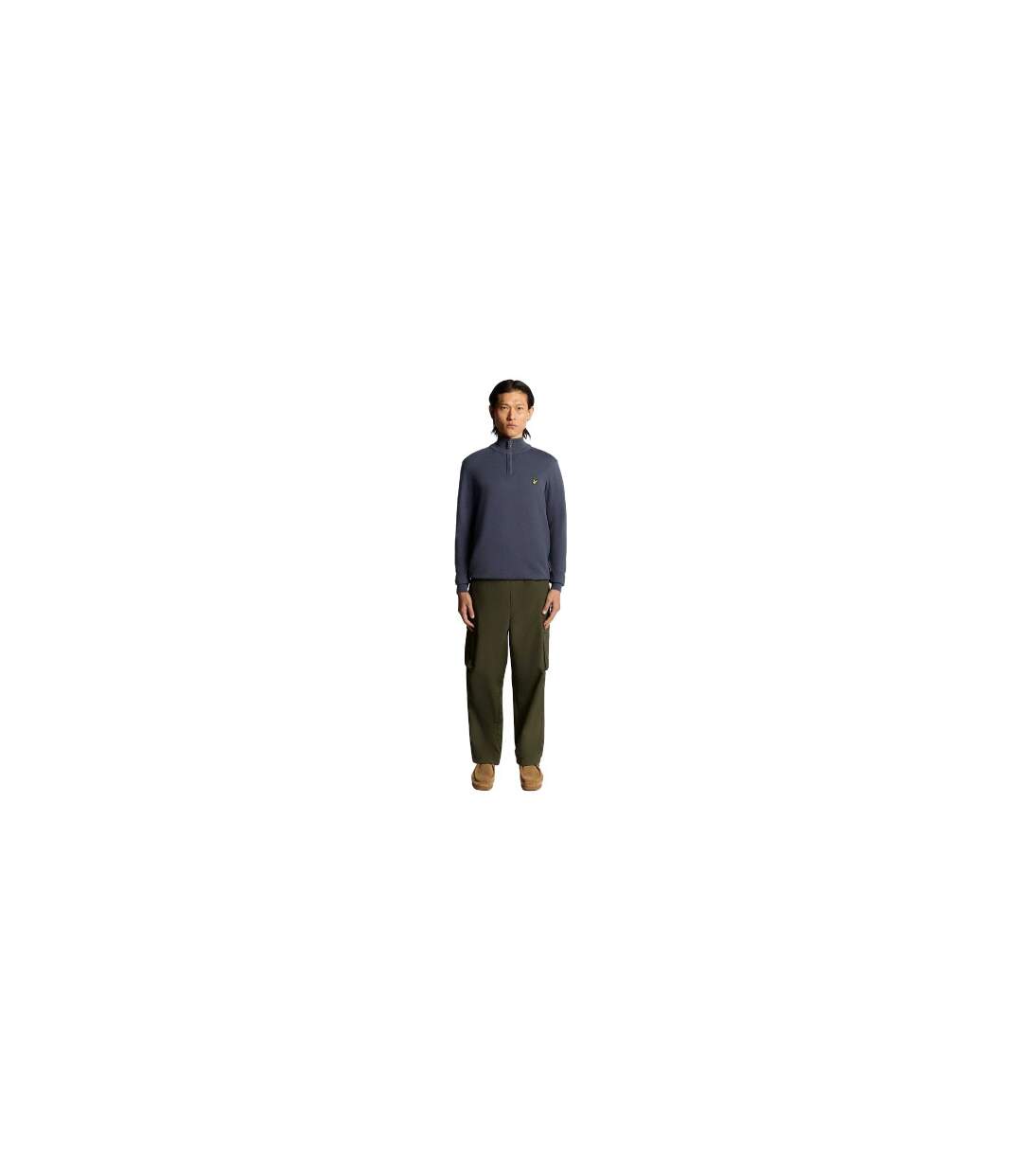 Mens Cotton Merino Quarter Zip Jumper Graystone Lyle & Scott-1