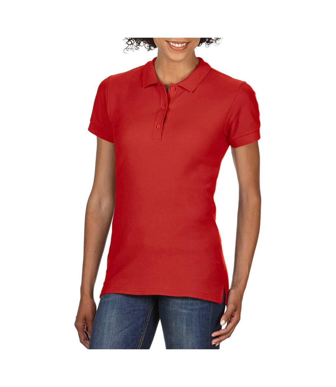 Polo sport 100% coton femme rouge Gildan-4