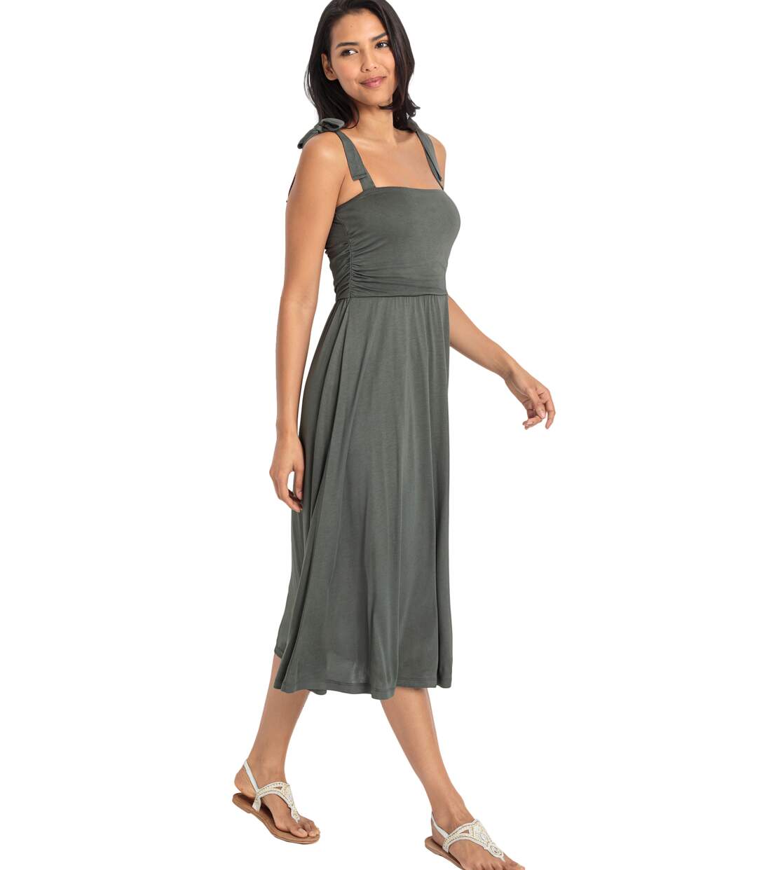 Robe estivale mi-longue Olive Lascana-2