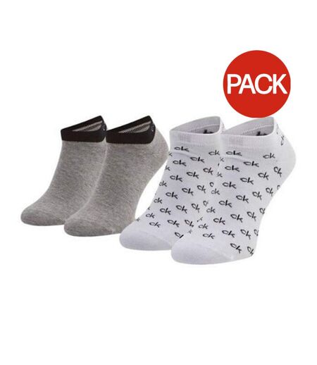 Socquettes Motif/style Logo Brodé Homme Blanc Gris Calvin Klein
